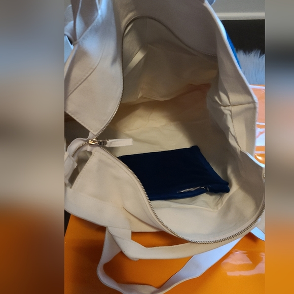 Nwt! Sezane zipped tote bag blue velvet - Picture 9 of 10